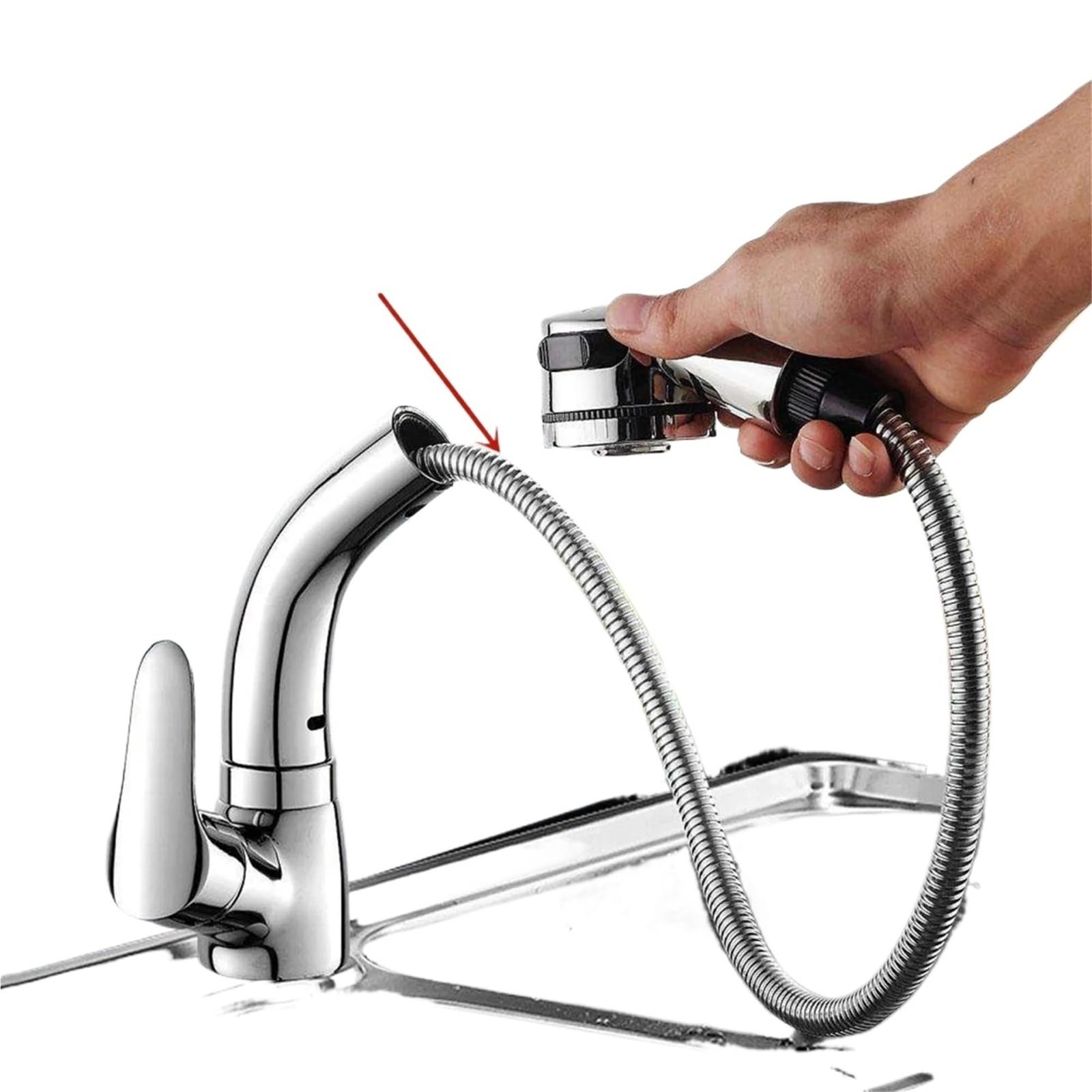 Manguera de ducha antigoteo con flexo de acero inoxidable flexible para grifo de cocina de 78"