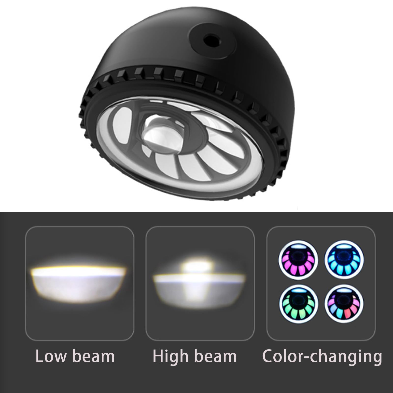 Luci Anteriori per e-Bike con clacson per Bici elettrica con Pneumatici Larghi, connettore a 3 Pin 48-36V, Impermeabile, a LED, Colorate, Faro per Mountain Bike per la Guida nottur