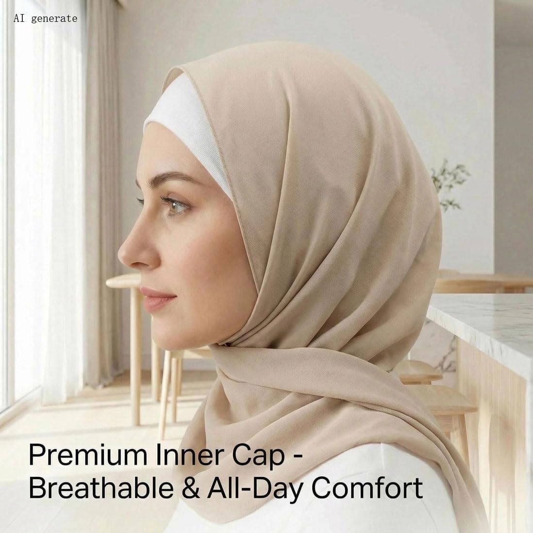 4Pack Muslim Inner Hijab Caps for Women, Stretchy Breathable Undercap Tube Bonnet for Daily
