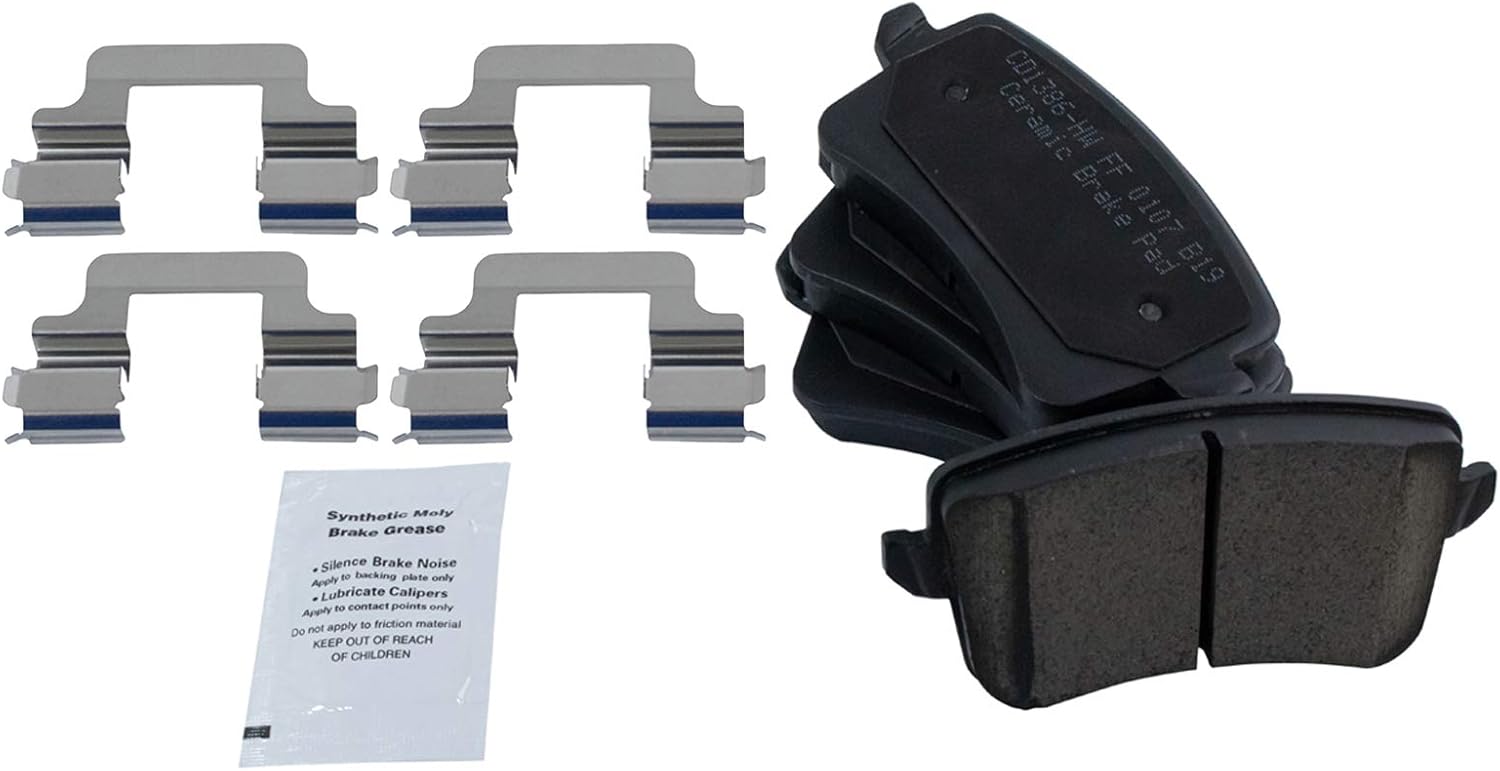 TRQ Front and Rear Brake Pad Set Ceramic Hardware Compatible with 2014-2017 Audi SQ5