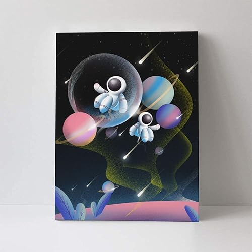 Decoración espacial para habitación de niños lienzo de pared para decoración de dormitorio planeta astronauta decoración de cuarto de bebé arte