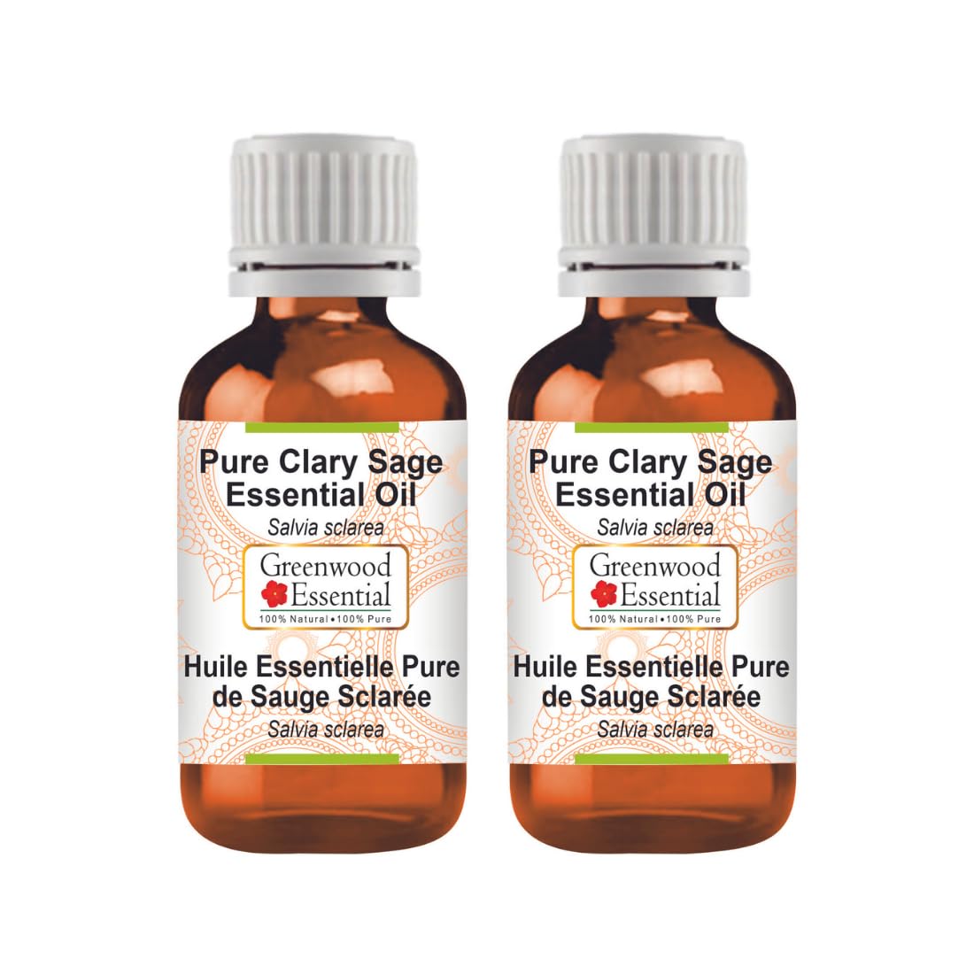 Greenwood Essential Pure Clary Sage Essential Oil (Salvia sclarea) Steam Distilled (Pack of Two) 100ml X 2 (6.76 oz)