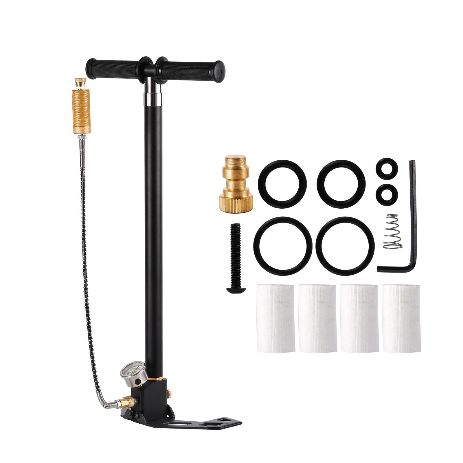 4-Stage PCP Hand Pump, 30MPa/4500PSI High Pressure Pump with Oil-Water Filter for PCP Air Rifles, HPA Tanks, Paintball Guns & Tire Inflation