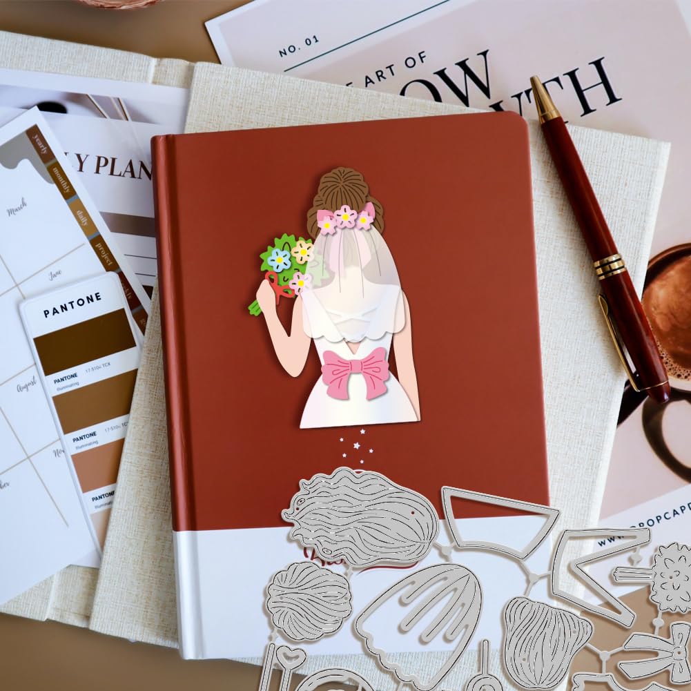 GLOBLELAND Lady Back Cutting Dies for DIY Scrapbooking Metal Women Clothes Cut Dies Bouquet Balloons Die Cuts for Card Making Embossing Photo Album Craft Decor - Image 4