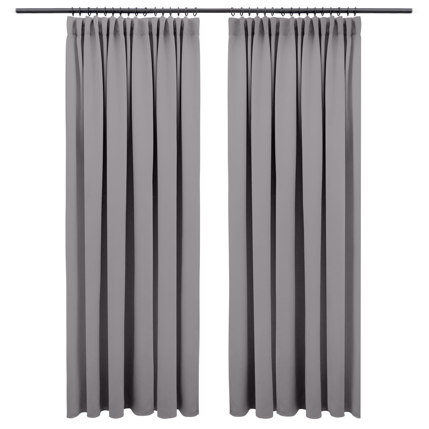 Blumtal Verdunklungsvorhänge Kräuselband 225x140 cm im 2er Set - Oeko-TEX zertifizierte Vorhänge Blickdicht - Verdunklungsvorhang - waschbare Vorhänge mit Kräuselband für Schiene in Dunkelgrau