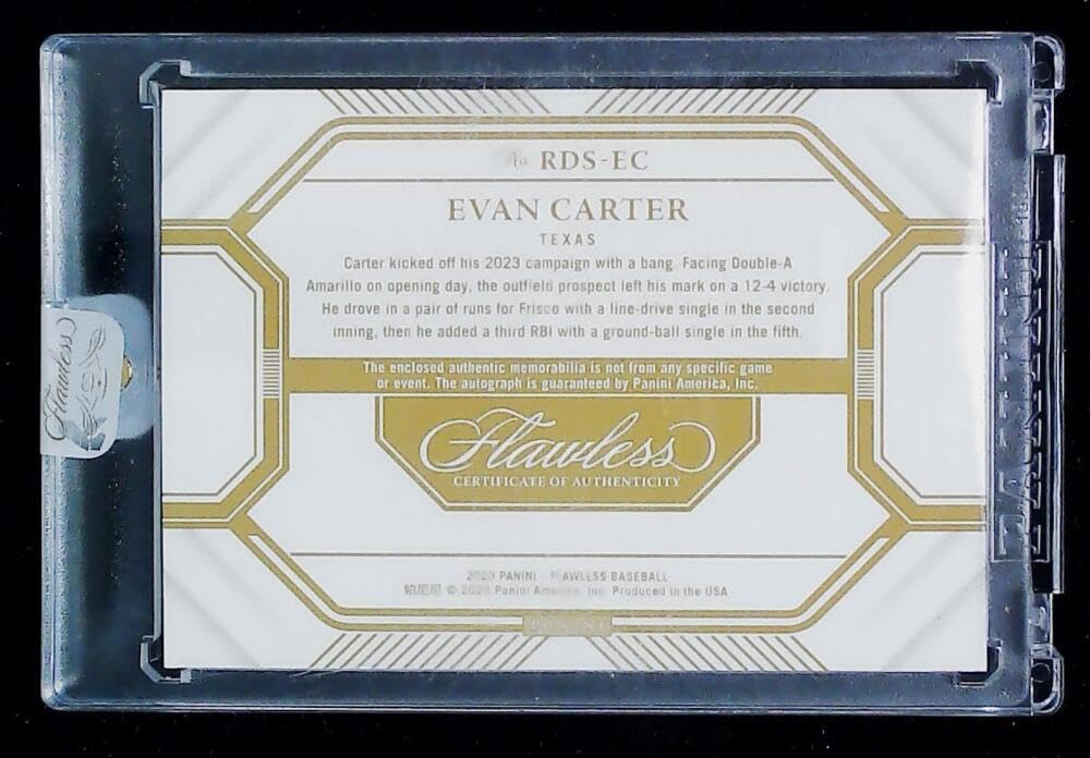 Amazon.com: 2023 Panini Flawless Autograph #RDS-EC Evan Carter RC