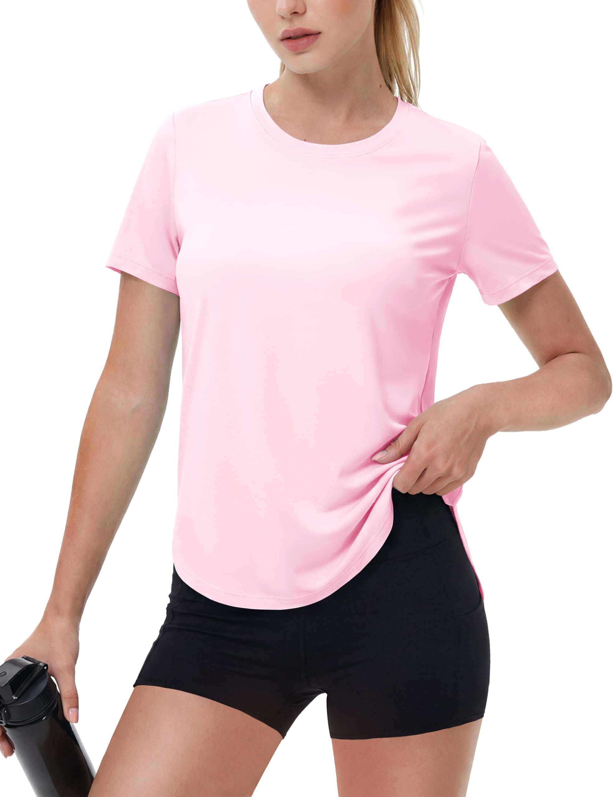 MAGCOMSEN Sportshirt Damen UV Shirt Kurzarm Locker Sport Fitness Laufshirt Wandershirt Yoga UPF 50+ Atmungsaktiv Leicht