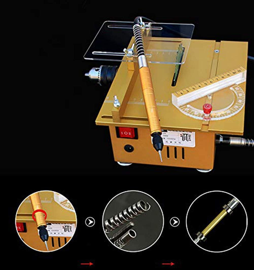 Mini Table Saw 7200RPM High Precision Model Saw DIY Woodworking Lathe Bench Saw Multifunction Electric Polisher Grinder Cutting Machine Set Craft Power Tools