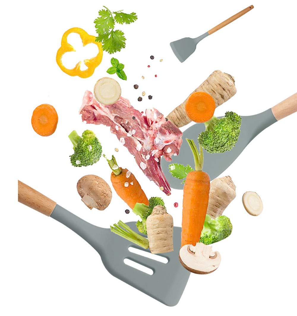 YMZ Silikon-Küchenhelfer-Set, antihaftbeschichtet und hitzebeständig, Kochgeschirr-Set für Grillen, Kochen, Backen, antihaftbeschichtet, hitzebeständig 12 set