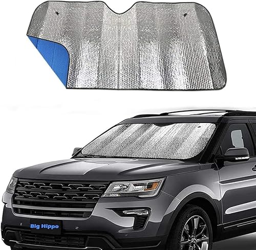 Big Hippo Parasol para parabrisas de automóvil, protección contra rayos UV, parasol para ventana delantera de automóvil, protector solar plegado,