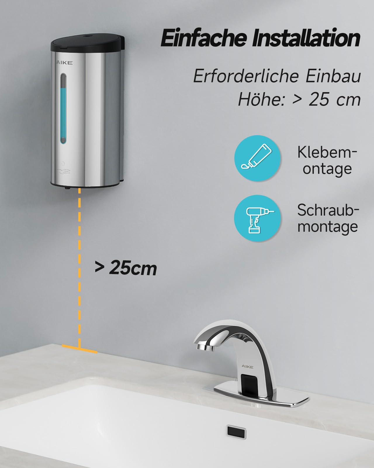 AIKE FoamCore Automatischer Schaumseifenspender,Wandmontiert