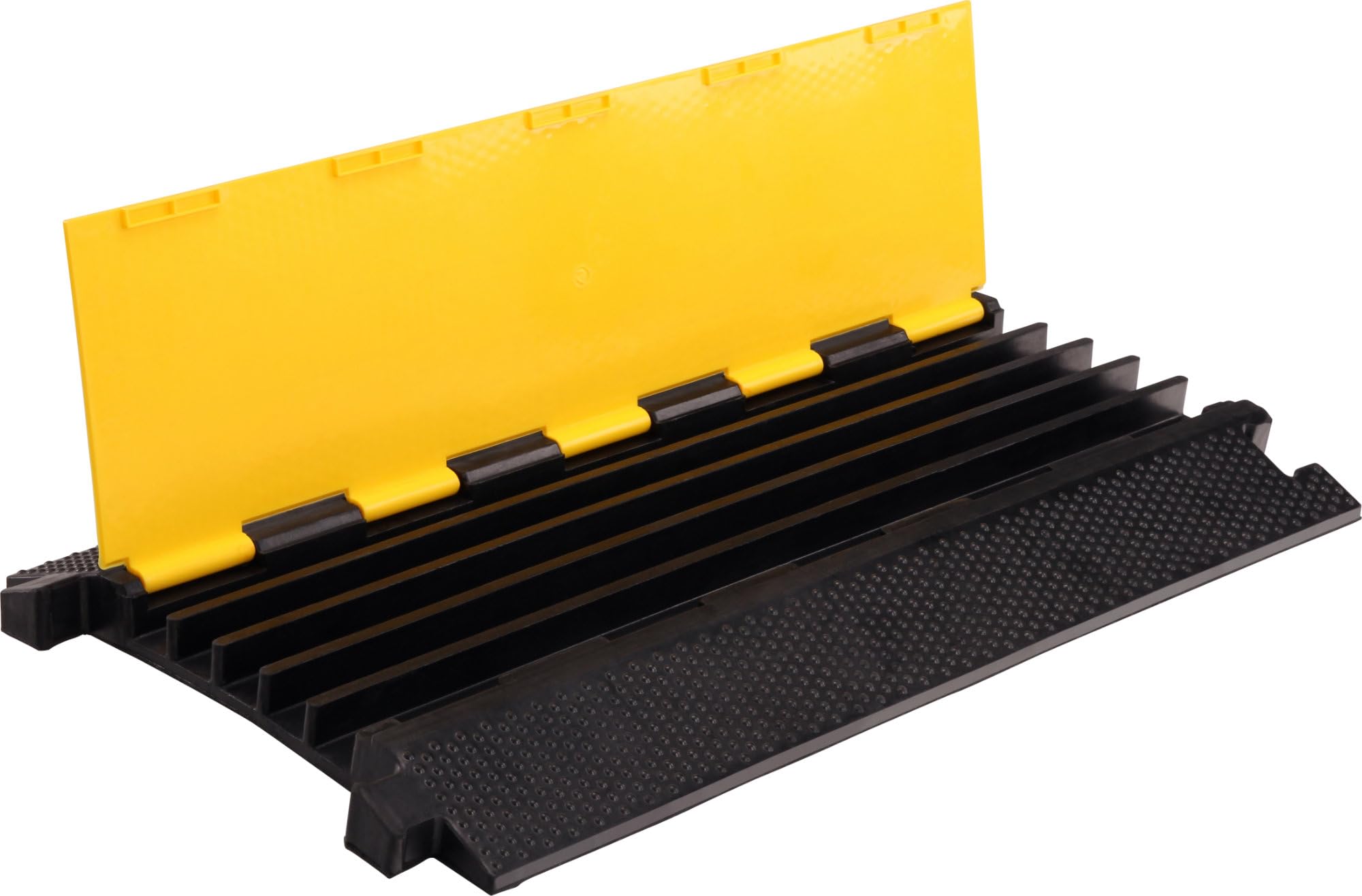 Pronomic Protector 5-90L Kabelbrücke 5-Kanal mit Steckverbindung 90 x 49 x 4,5 cm - Kabelkanal aus Kunststoff für Versanstaltungen - Kabel Überfahrschutz für Boden - Schwarz/Gelb