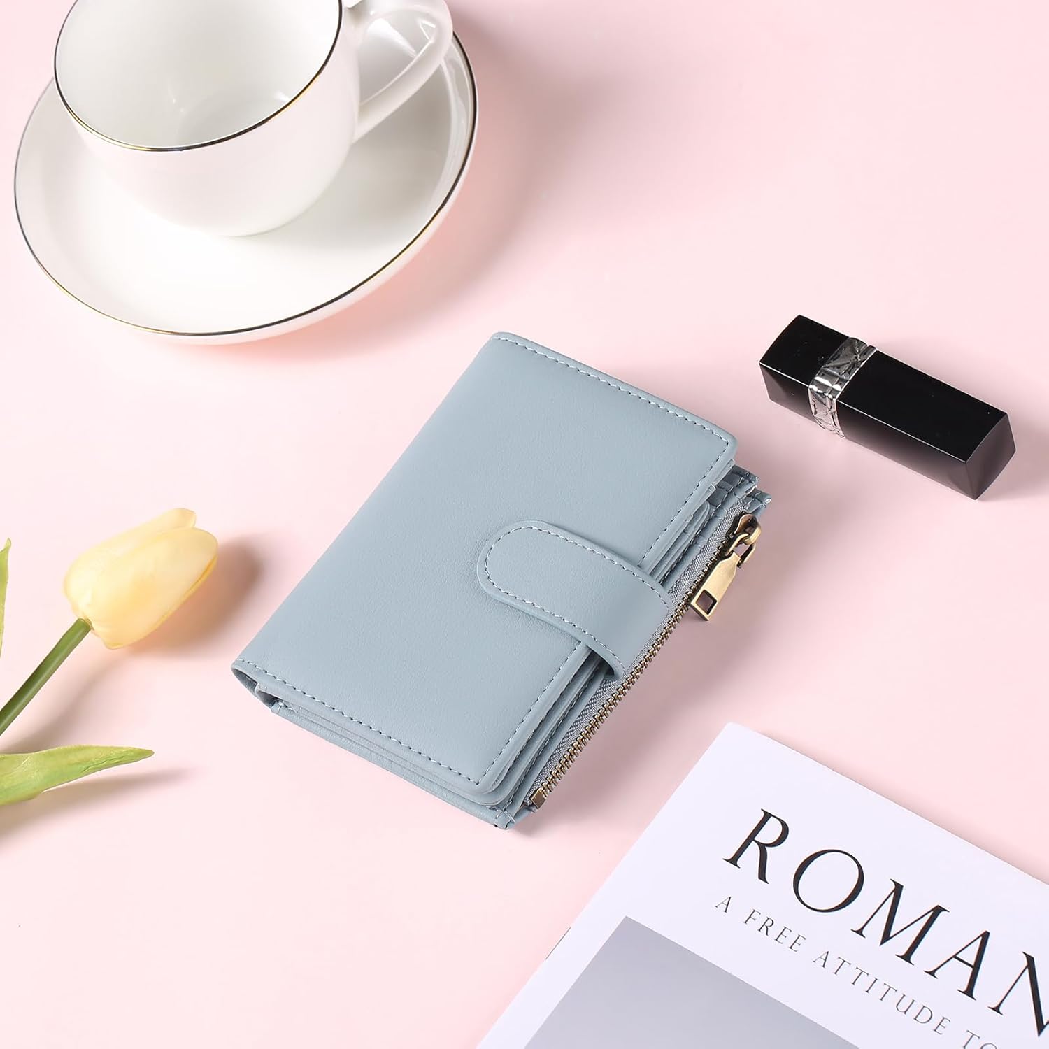 GAEKEAO Womens Wallet Small Leather RFID Blocking Bifold Zipper Pocket Wallet Card Case Purse with ID Window - Image 7