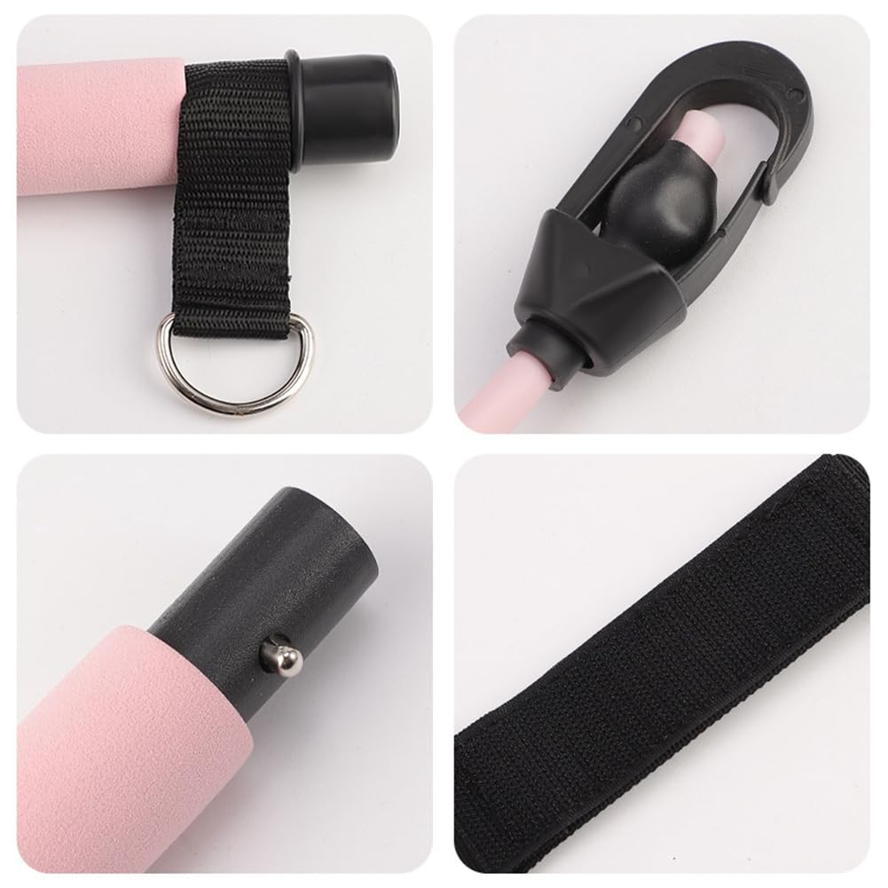 Set di aste per pilates + fasce di , attrezzature per pilates, per allenamento con addominali, per fitness portatile, per palestra a casa, rosa
