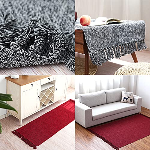 Cotton Bathroom Rug Reversible Laundry Room Rag Rug. Hand Woven Chindi Area Rug Entryway For Kitchen Bathroom Bedroom Dorm #TOP7