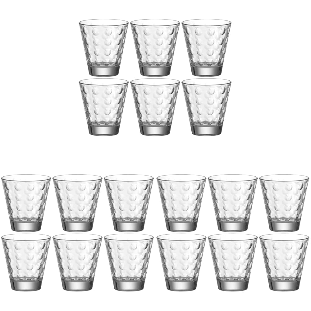 Leonardo Optic Trink-Gläser 6er Set, spülmaschinengeeignete Saft oder Wasser Gläser, Trink-Becher aus Glas mit Muster, 215 ml, 012683 (Packung mit 3)