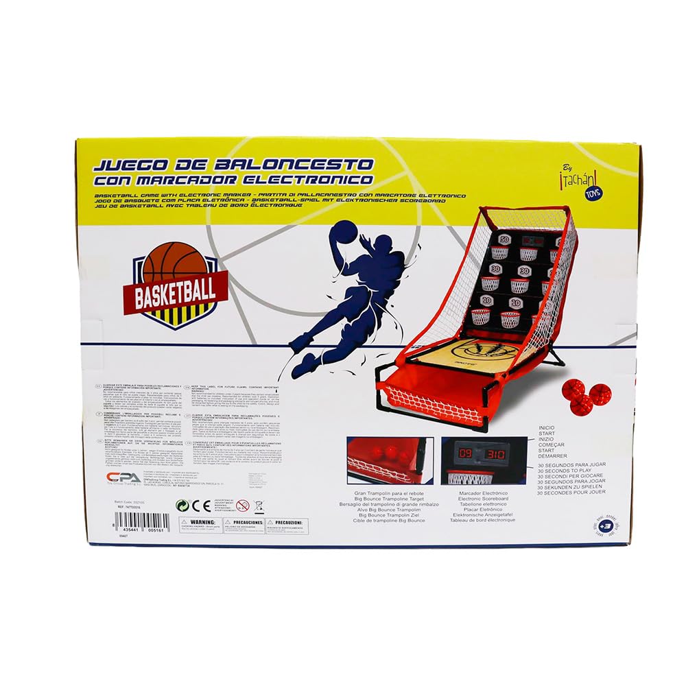 Tachan - Juego de Baloncesto con Marcador electrónico, 9 canastas en Diferentes Alturas con diversas puntuaciones, Mejora destrezas Deportivas y de concentración (747T00516)