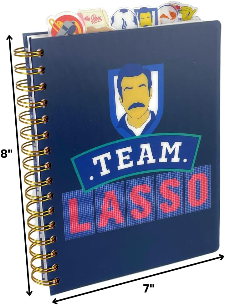 Ted Lasso Tab Journal Notebook, Spiral Bound, 144 Lined Pages, 8 x 7 inches