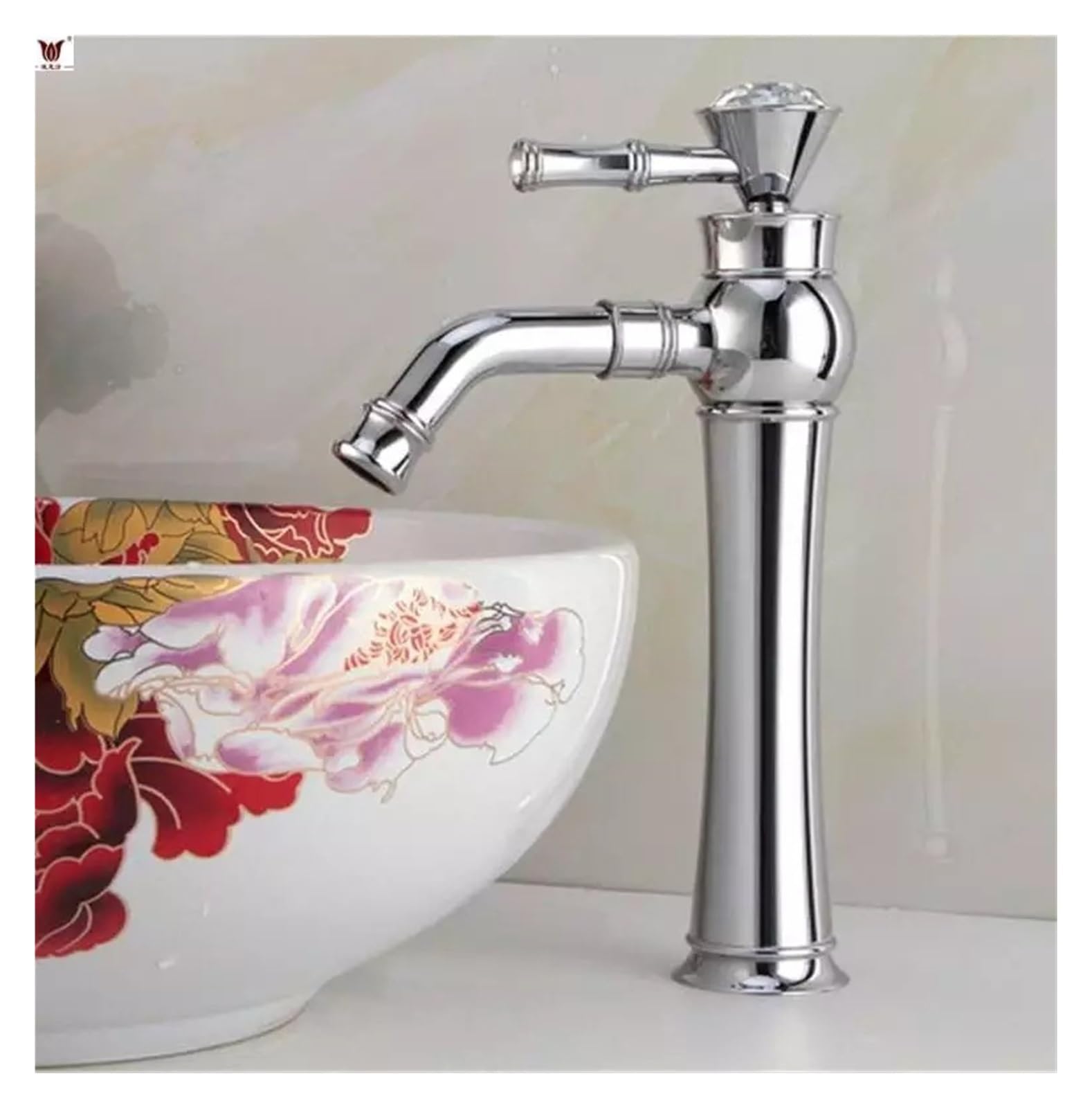 Robinet de lavabo eau chaude et froide mitigeur monotrou cuivre blanc haut