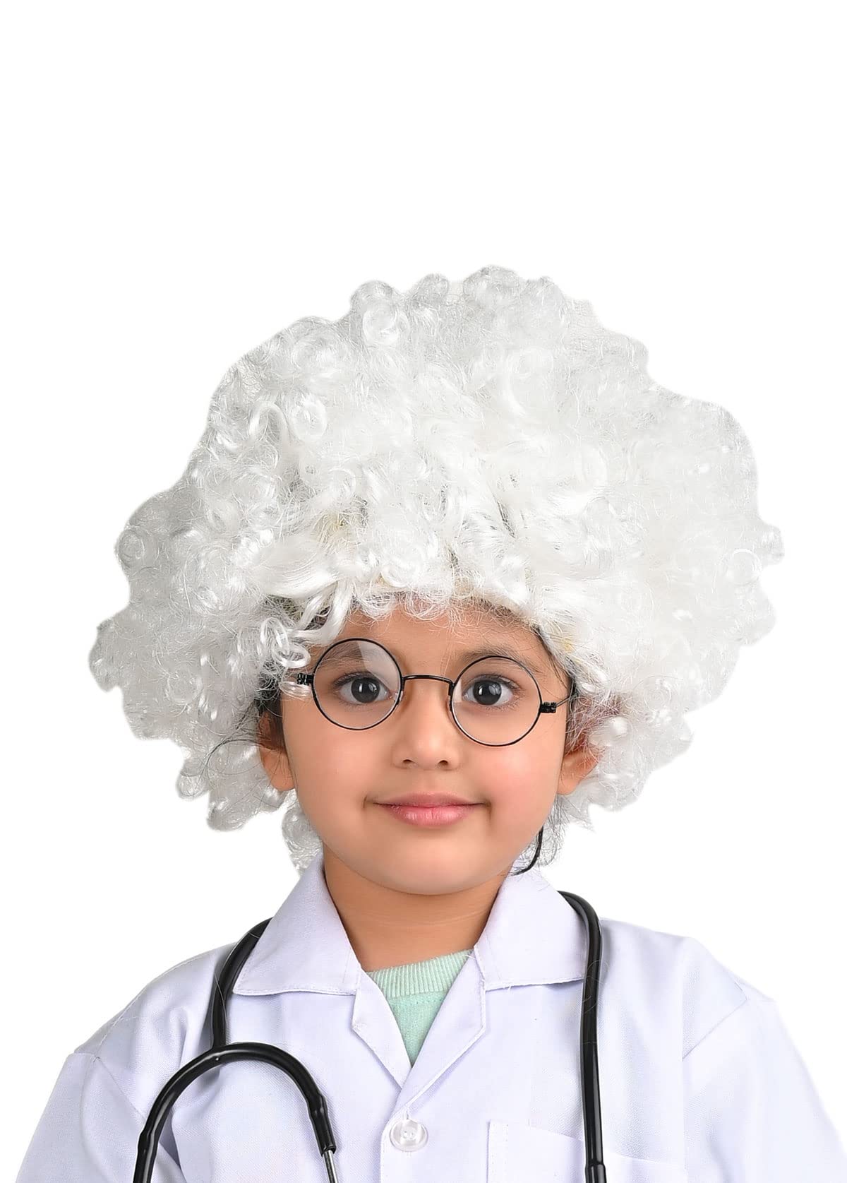 BookMyCostume White Old Man Curly Hair Wig Unisex Adult & Kids Fancy Dress Costume Accessory
