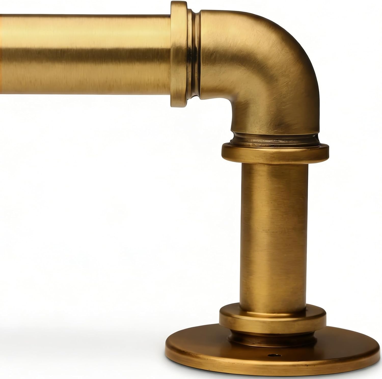 Soft Gold Industrial Curtain Rod for Windows 18 to 120 Inches,1 Inch Adjustable Drapery Pole,Heavy Duty Outdoor/Indoor Modern Curtain Rods,Easy Installation(Soft Gold 18"-120")