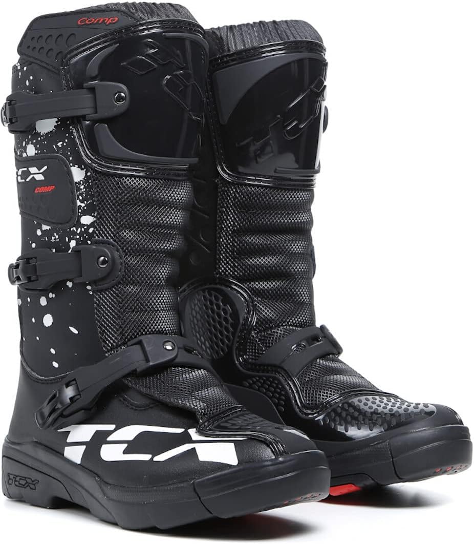 TCX Men's Biker Boots Motorcycle Boat, Black White, 3