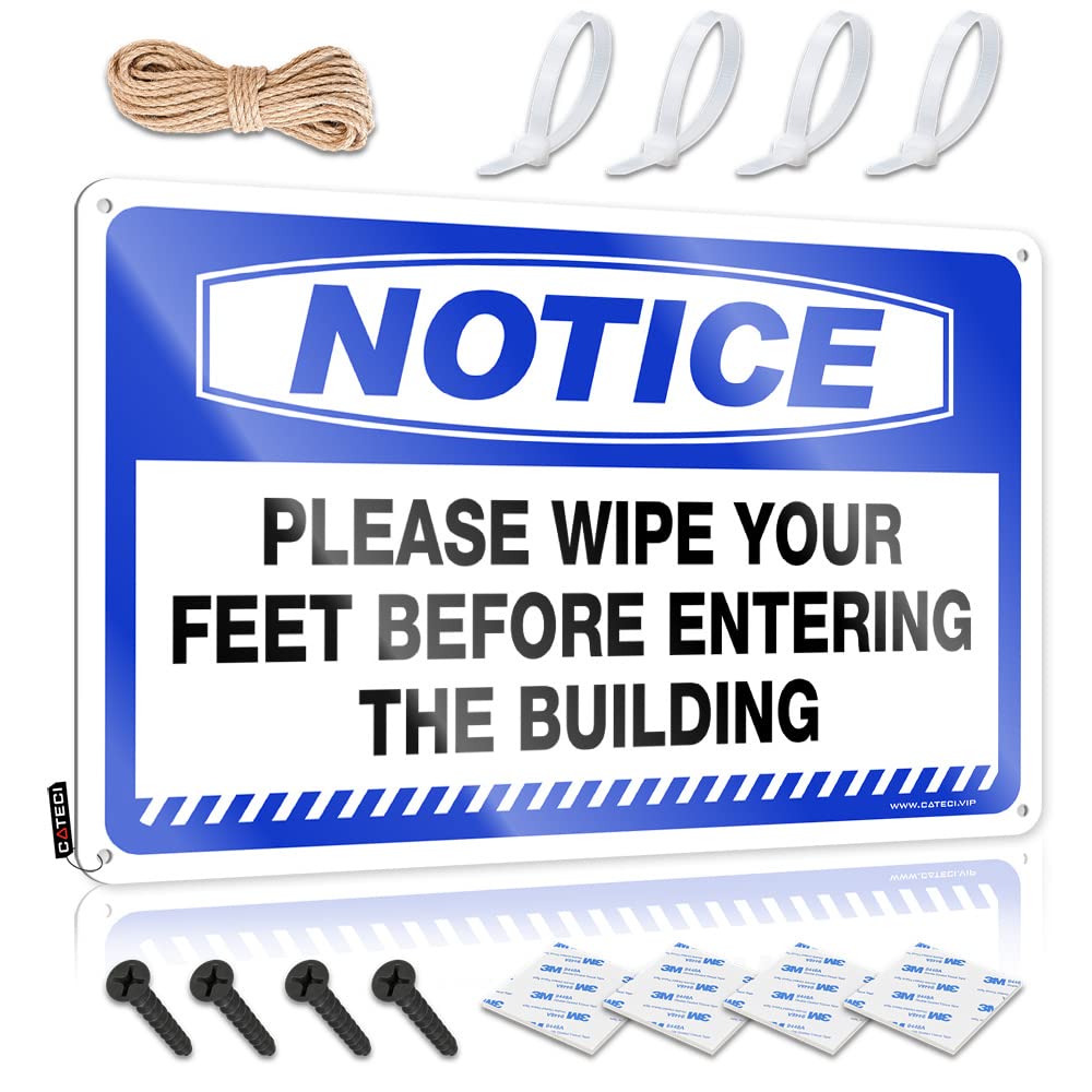 HELIOFORGE Funny Home Sign Notice Please Wipe Your Feet Before Entering The Building Tin Sign Funny Garage Tin Sign Beer Signs Metal Vintage(30X40CM)