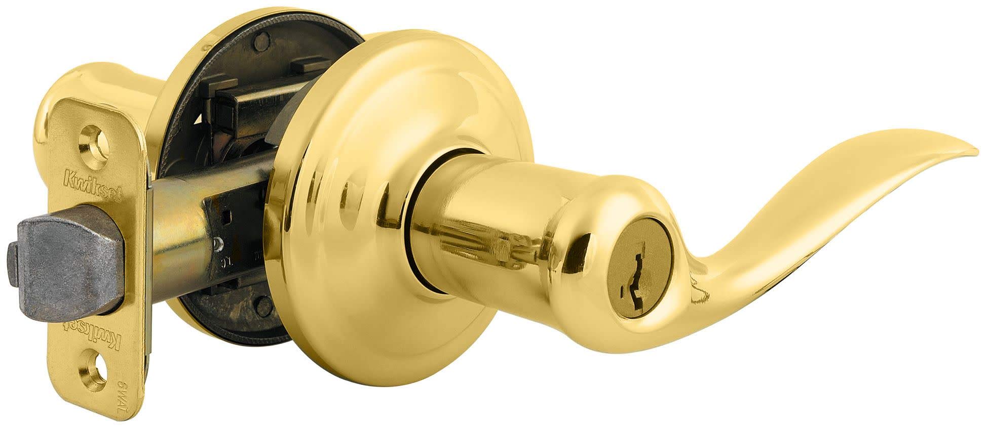 Kwikset 740TNL-S Tustin Keyed Entry Door Leverset with Smart Key from The Signature Series - Polished Brass