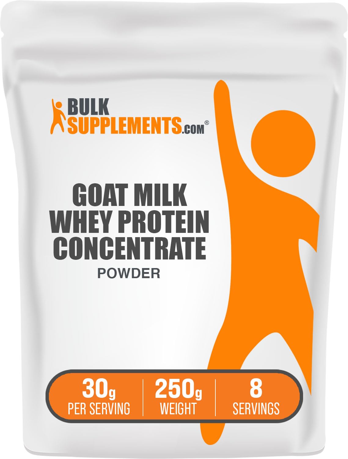 BulkSupplements.com Goat Milk Whey Protein Concentrate Powder - Goat Whey Protein Powder, Unflavored & Gluten Free, 30g per Serving, 250g (8.8 oz) (Pack of 1)