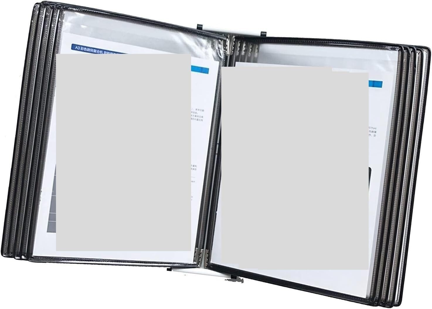 Portadocumentos de pared, 10 paneles de doble cara, soporte de exhibición de páginas transparente de hojas sueltas A4(Schwarz)