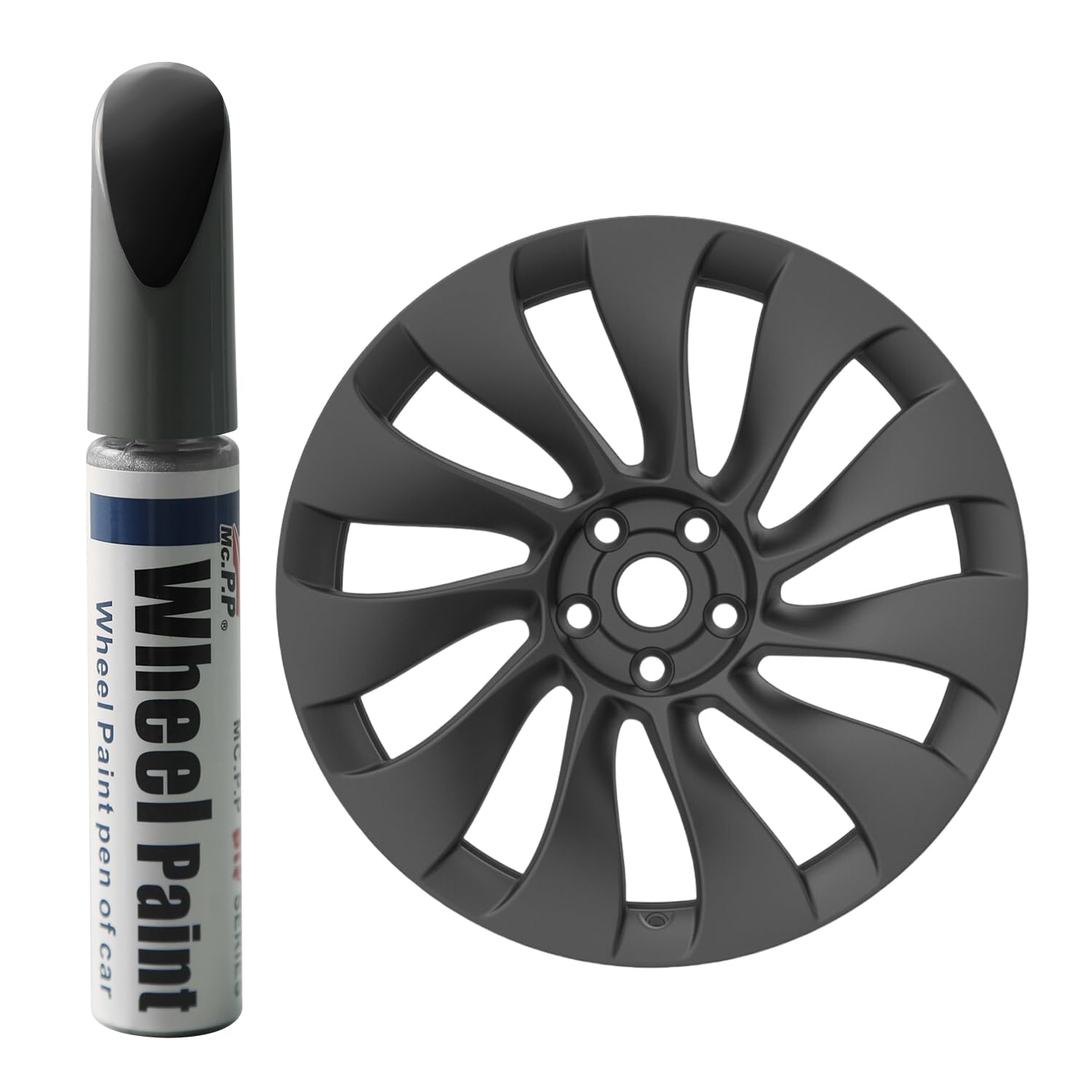 Tesla Model Y Performance 21" Uberturbine Wheel Curb Rash Repair Paint, Gunpowder