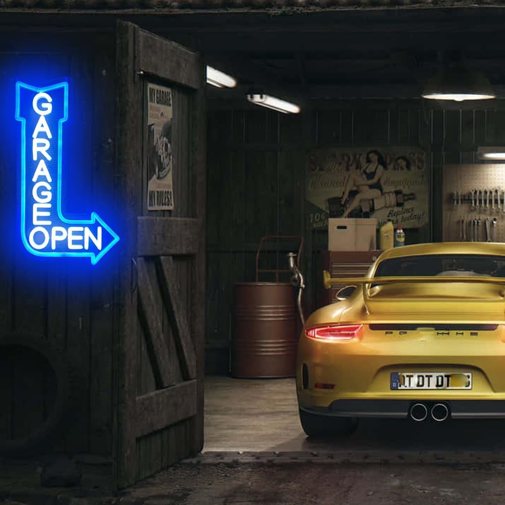 Garage Open Arrow Neon Sign,Car Signs neon Light for Man Cave Auto Repair Shop Workshop Birthday Father Gift Decor(blue+right) - Image 3