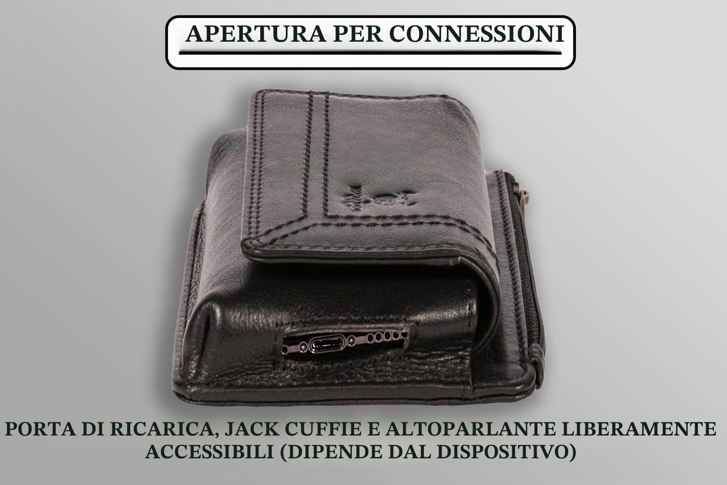 MATADOR #BRISBANE Custodia Cellulare 2in1 Pelle Nero Nappa Velcro | Tasca con Zip, Nobile Confezione Regalo e RFID, Elegante Portacellulare per Smartphone fino a 6,1 Pollici