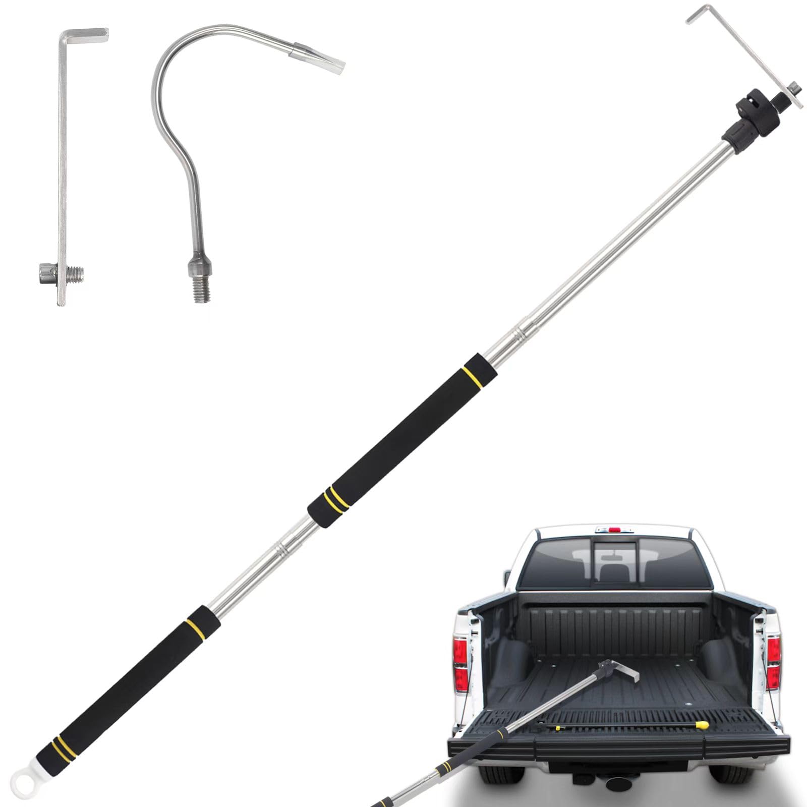 UEGHNS Truck Cargo Grabber, Telescopic Adjustable Length 3ft-6ft, Heavy Duty Grabber Forward Tool 110 lb. Tensile Strength Rustproof Stainless Steel.