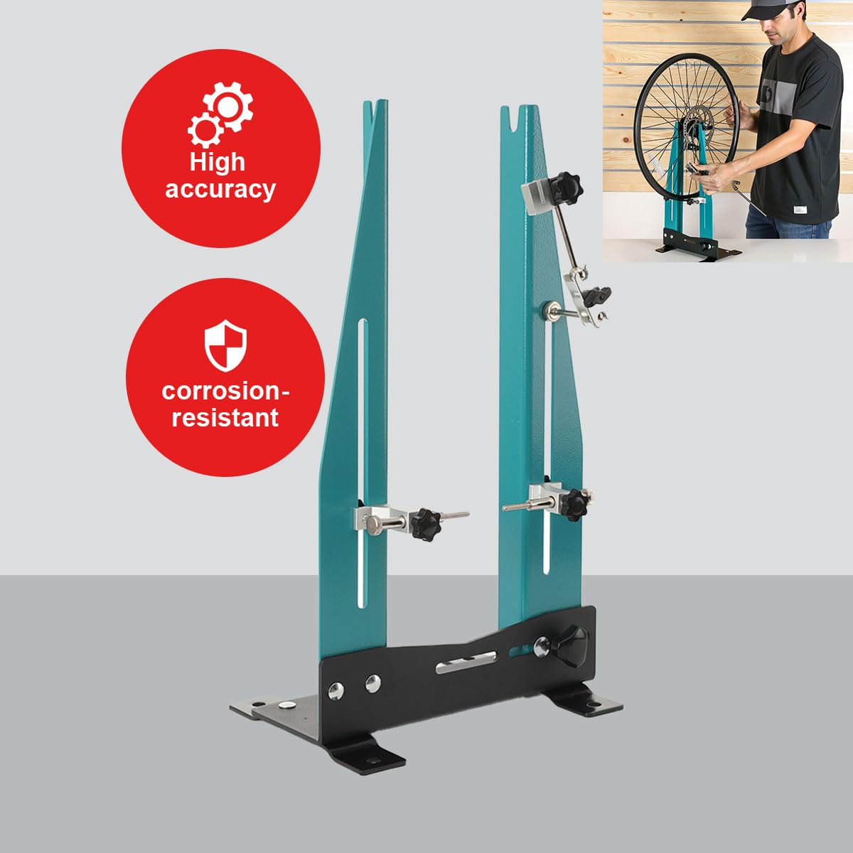LALABU Zentrierständer,Fahrrad Zentrierständer für 16-27,5 Zoll Räder,Kalibrierungsständer Felgen Korrekturständer für Felgenausrichtung und 95-130mm Radbreiten
