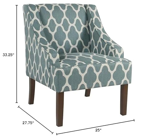 HomePop Classic Swoop Arm Chair, Teal Geometric - Image 2