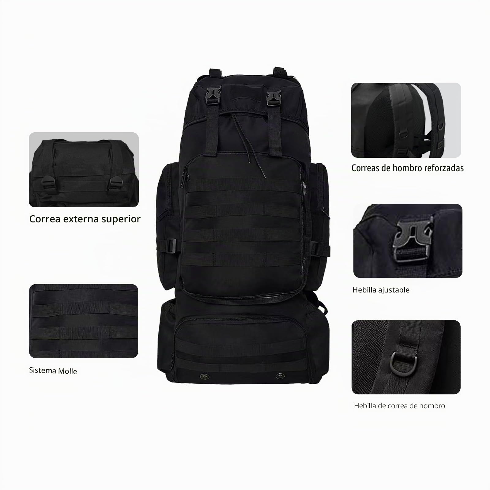 Mochila táctica de senderismo de 80 litros con compartimento dedicado para zapatos, mochila de gran capacidad para camping, mochileros, hombres y mujeres, paquete de viaje para senderismo al