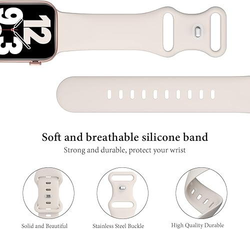 Miniatura 9 de Paquete de 6 correas de silicona compatibles con Apple Watch Band de 1.496 in, 1.575 in, 1.614 in, 1.654 in, 1.732 in, 1.772 in, correa de repuesto