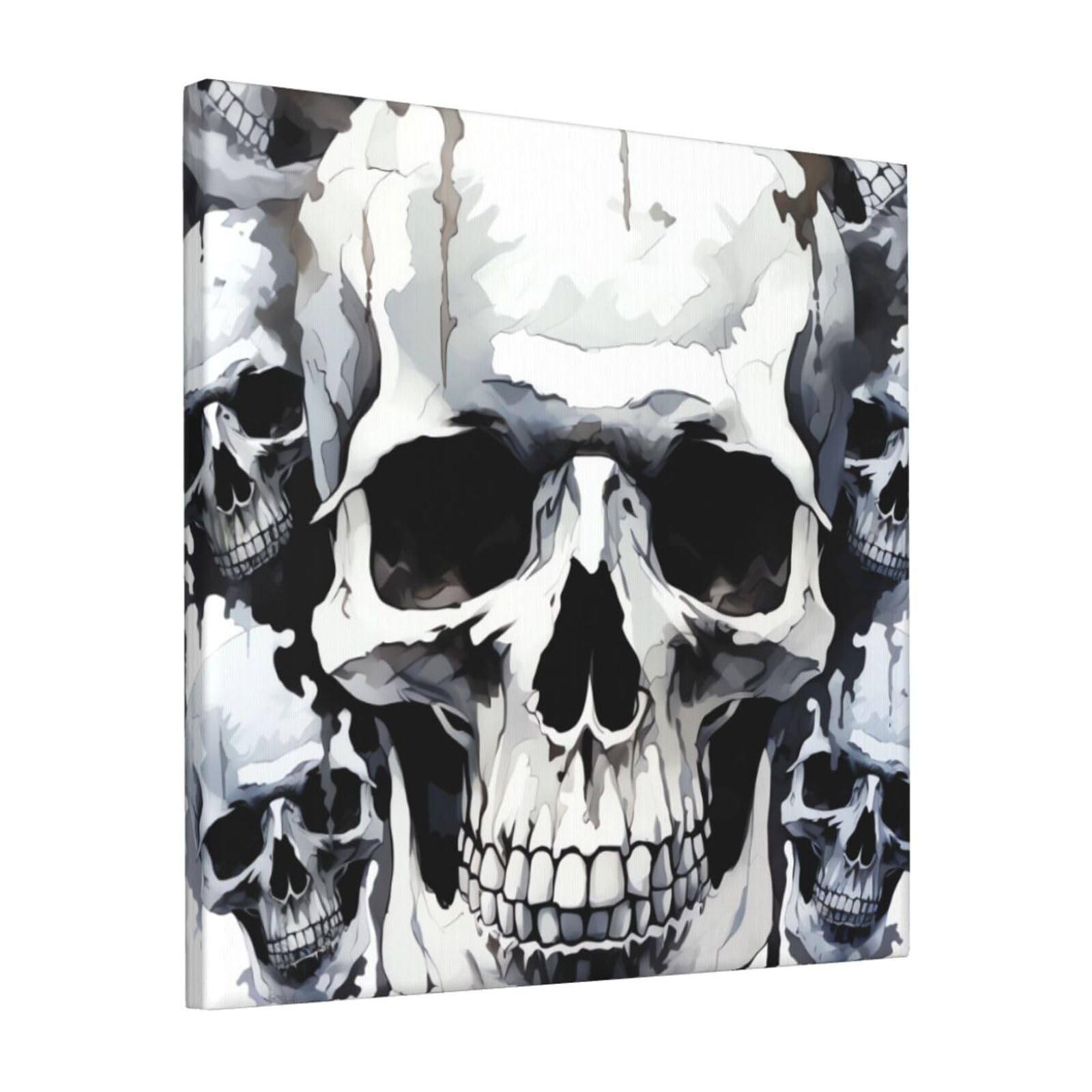 KLOPH White and gray skull graphics Canvas Wall Art for Living Room 12"x12" Modern Artwork Painting for Bathroom Hanging Canvas Prints Aesthetic Wallart for Bedroom Kitchen Office Wall Decor