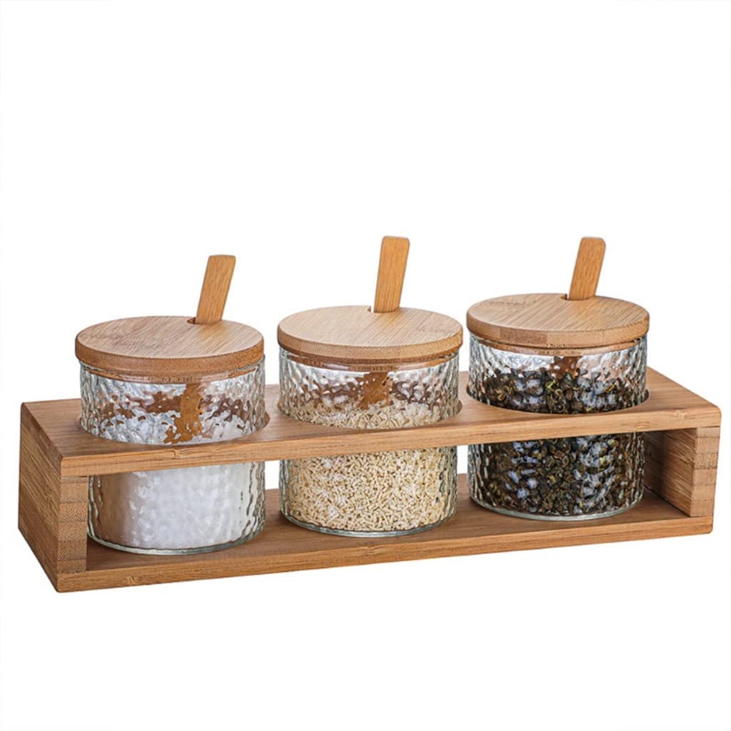 IANSHFKN Seasoning Jar Sugar Bowl With Lid And Spoon Transparent Tube Salt Can