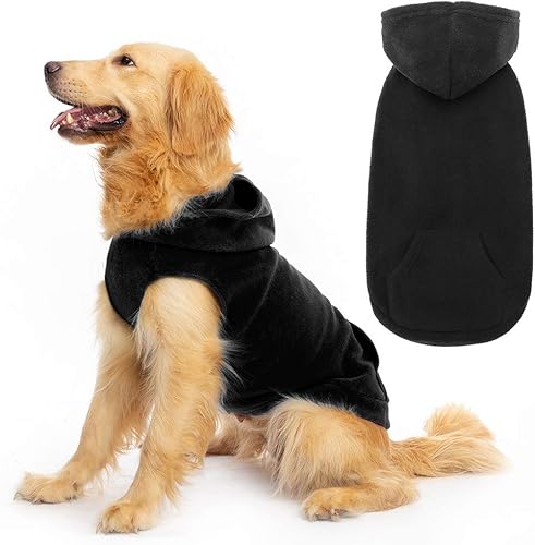 Sudaderas de polar para perros, con capucha, bolsillo, para clima frío, primavera, Chaleco, Sudadera con junta tórica, XL, Negro