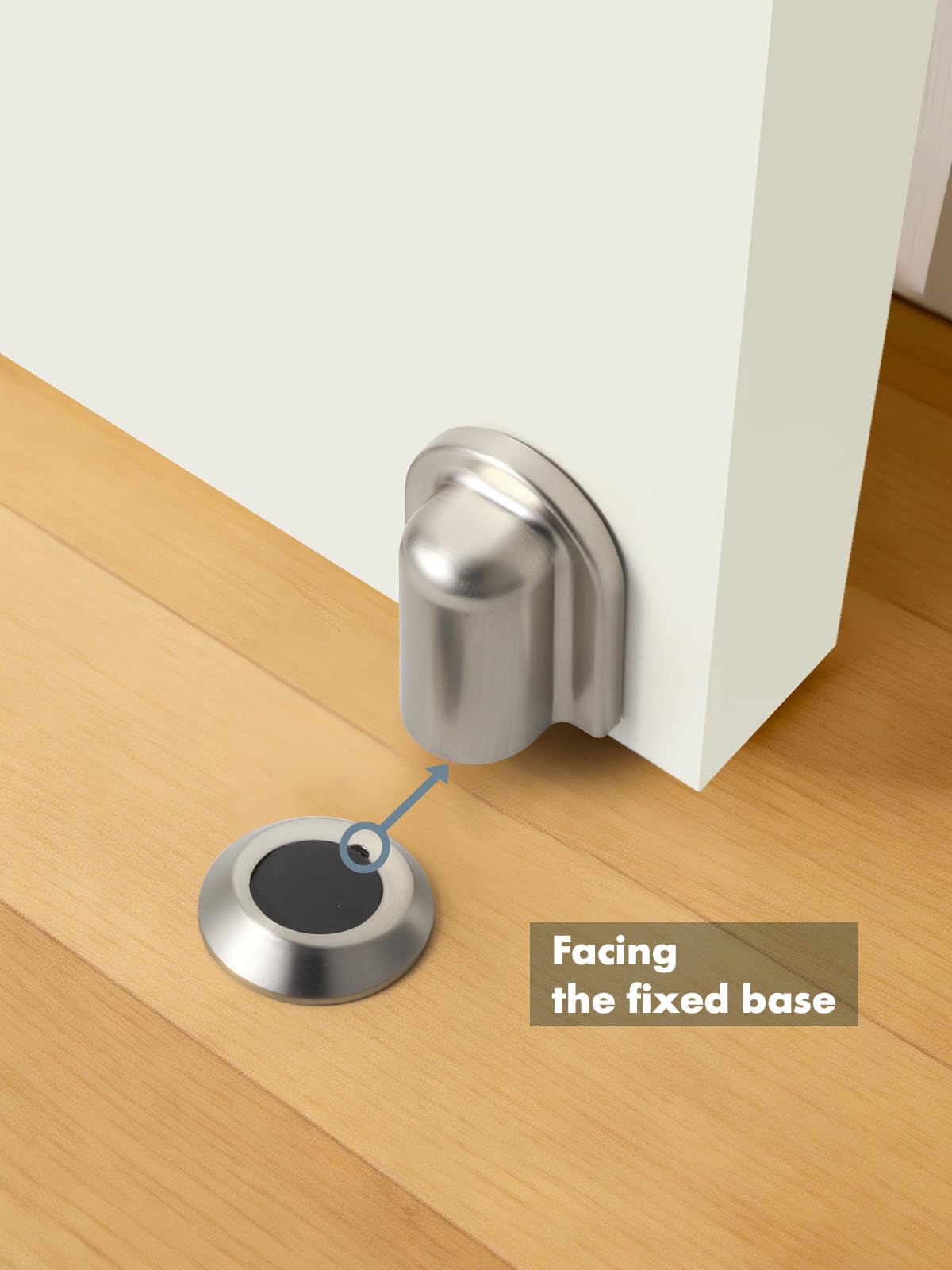 2 topes magnéticos de níquel para puerta, soporte para puerta montado en el suelo, tope de puerta invisible con cinta adhesiva y tornillos de doble montaje, aleación de zinc