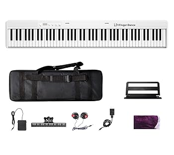 Finger Dance 88鍵ホワイトキーボード　折りたたみ式 Amazon | 電子ピアノ 88鍵盤 半配重さキーボード midi&Bluetooth