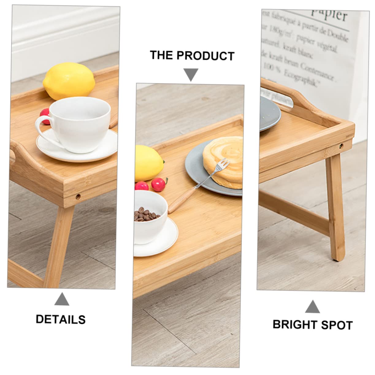 Support pour Ordinateur Portable Pliable en Bambou, Table Simple