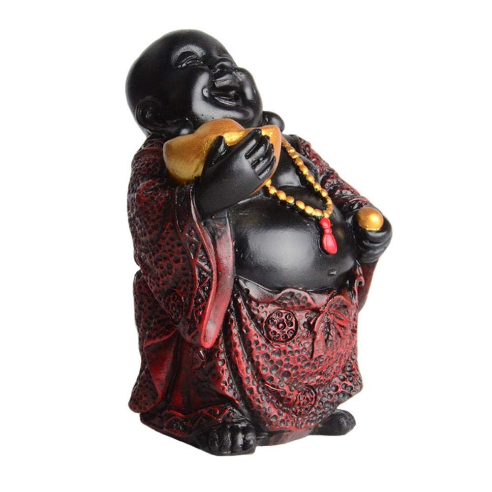WKP Red Buddha Statue Handicraft Hand Big Yuan Bao Yangtian Laughing Home Ornament Decoration-如图所示,7.5 * 5.5 * 10
