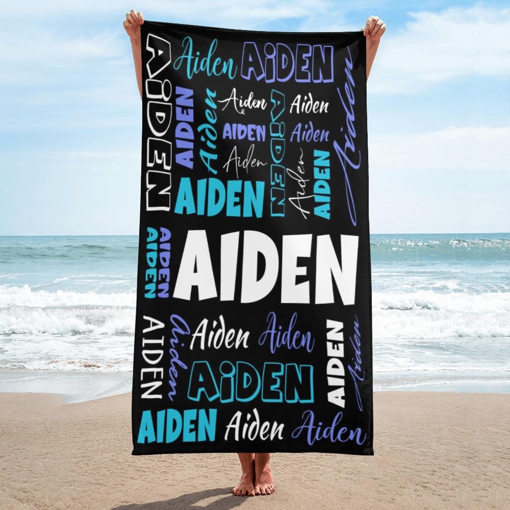 Dr.TOUGH Personalized Beach Towels with Names for Adults Kids,Microfiber Beach Towel Custom Quick Dry Name Beach Towel Personalized Bath Pool Travel Towels