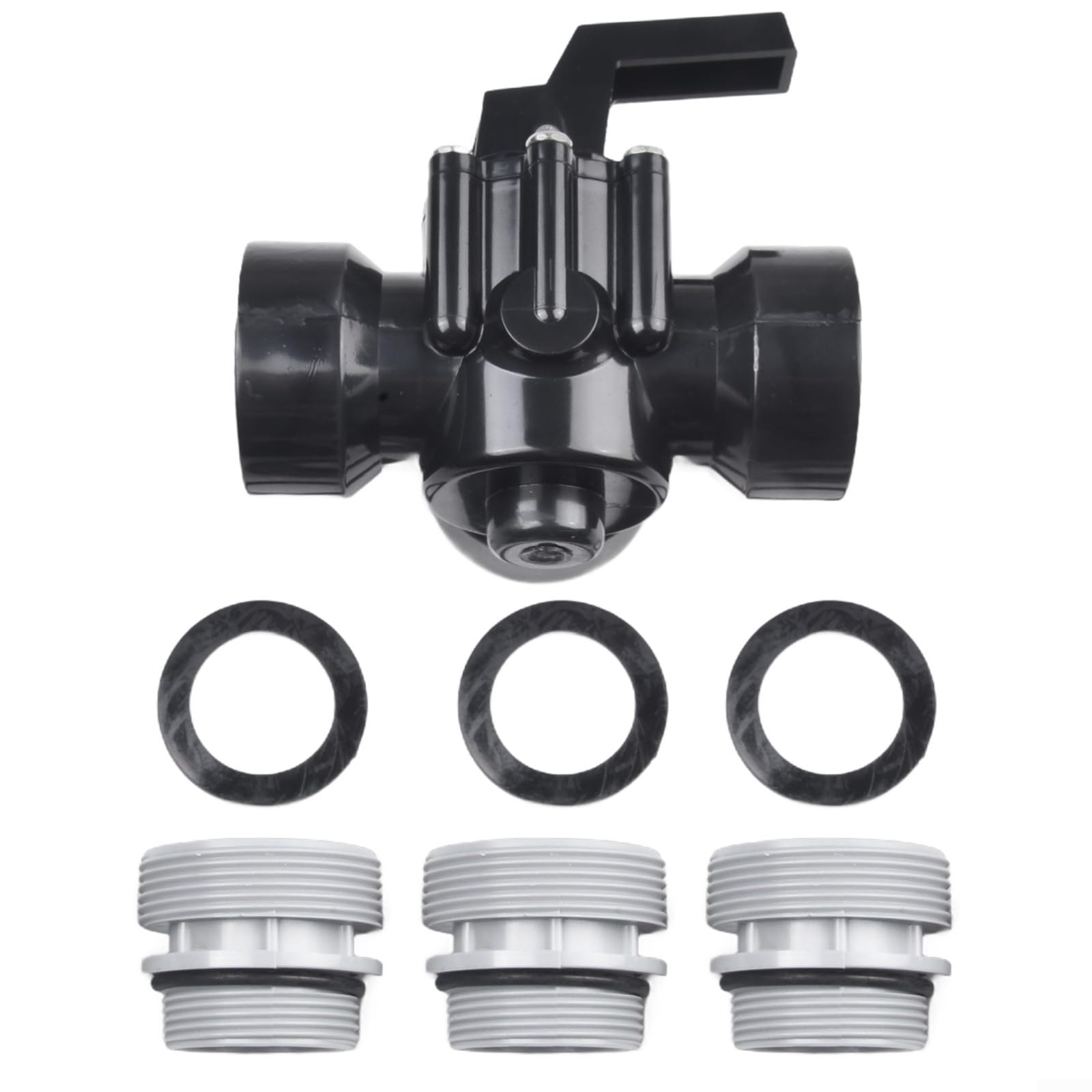 Valvola a 3 Vie per Pompa Piscina 4517 Spa - Raccordo Tubo ABS Nero 1.5 Pollici con Filettatura Maschio per femmina per Manutenzione Acqua