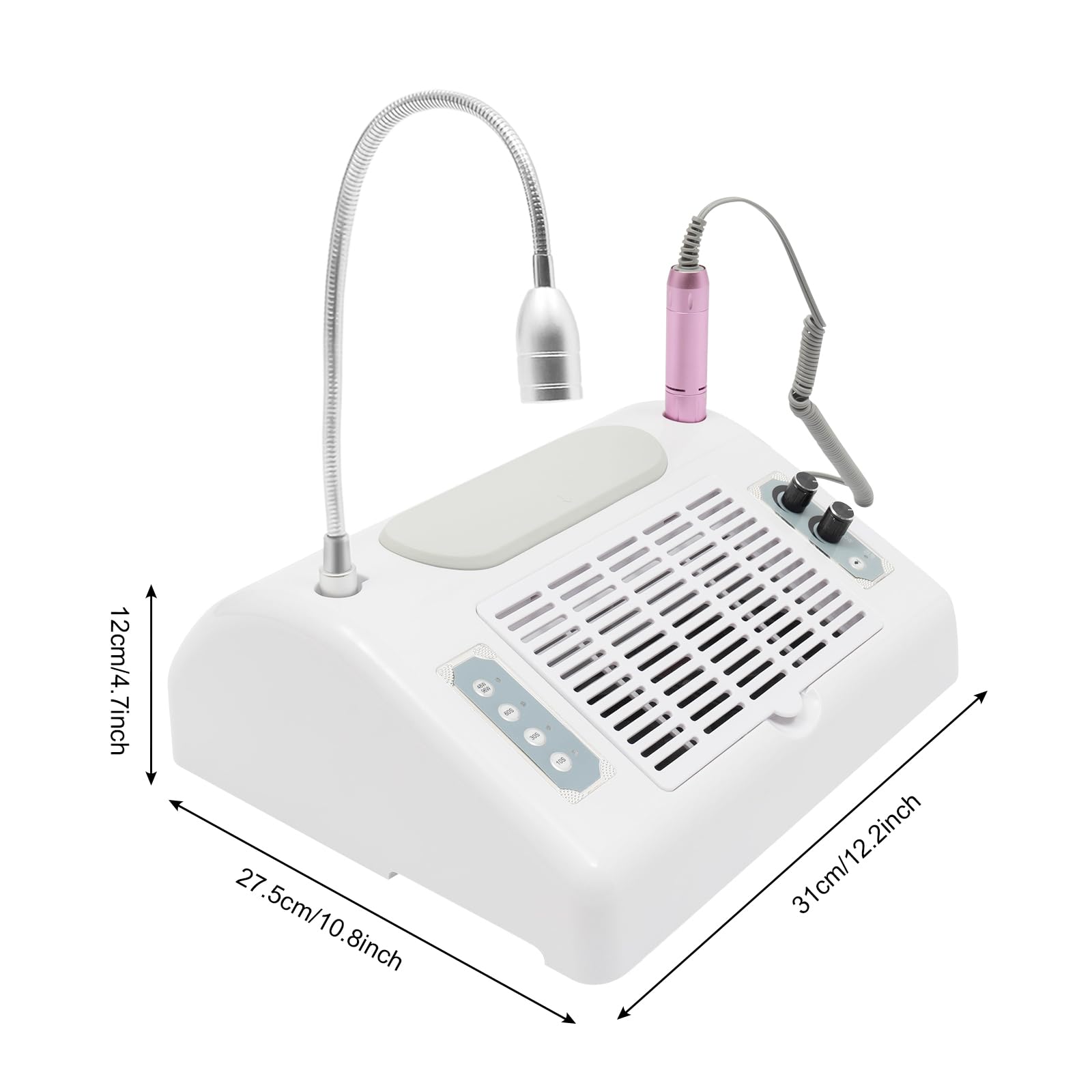 5 in 1 Manicure Machine with 96W UV LED Nail Lamp for Gel Nail Polish, 3 Timers 2 Fans Powerful Manicure Dryer Vacuum Cleaner Nail Drill Dust for Home and Salon