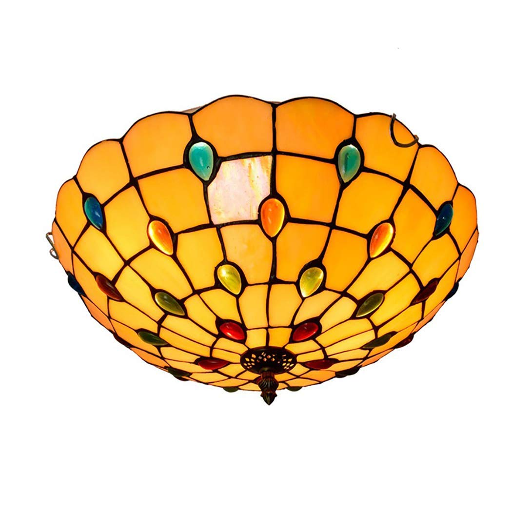 YNIYUJKL Retro Chandelier 16 Inch Ceiling Light Lamps, Tiffany-Style Ceiling Pendant Light Creative Mediterranean Style Chandelier For Bedroom Living Room Hallway