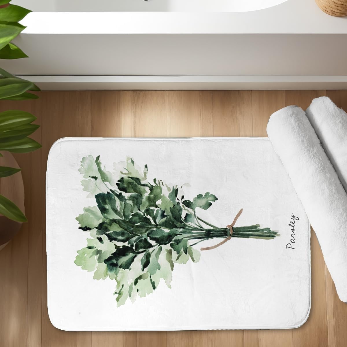 Begin Home Decor C1BM1724QUNJHL 17 x 24 in. Tied Up Persil Bundle - Illustrative Food Bath Mat for Home Decor